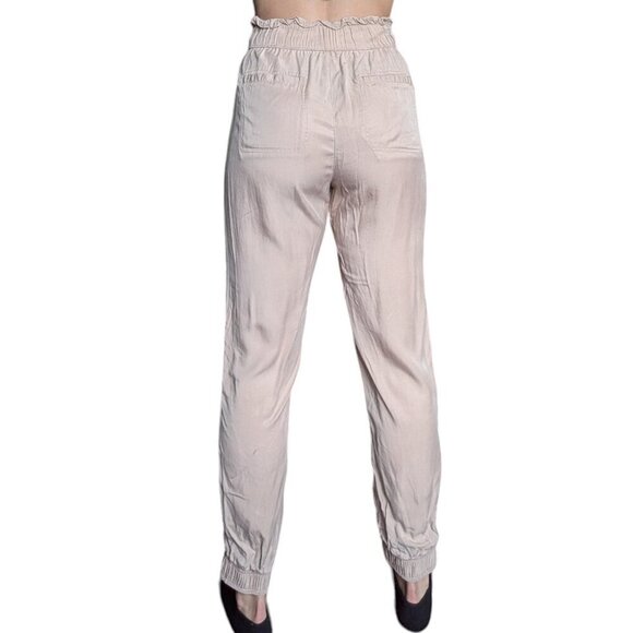 Garage Beige Pants with Cuffed Bottom, Waist Tie Adjustment, Women Size S - Picture 3 of 5